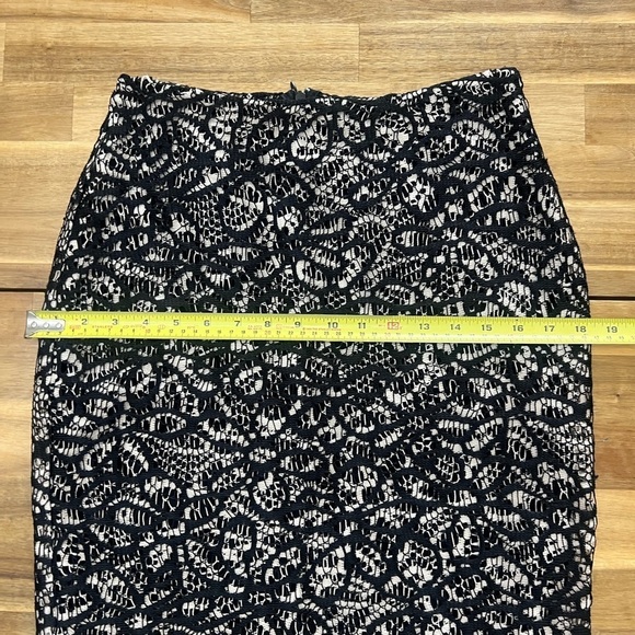 Weston Wear for Anthropologie Black Cream Layered Lace Back Zip Pencil Skirt XS - Picture 11 of 13